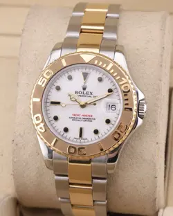 2004 ROLEX YACHT-MASTER 168623 WHITE DIAL 35MM TWO-TONE 18K STAINLESS STEEL B&P