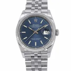 ROLEX DATEJUST 36 36MM STAINLESS STEEL 18K WHITE GOLD BRIGHT BLUE DIAL 126234