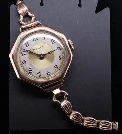 VINTAGE ROLEX 9CT PINK GOLD ROUND LADIES TWO TONE DIAL WRIST WATCH $1 N/R