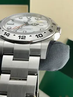 ♛ Rolex Explorer II 42mm 216570 Polar White/Orange Steel GMT MINT FullSet+Extras