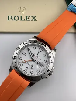 ♛ Rolex Explorer II 42mm 216570 Polar White/Orange Steel GMT MINT FullSet+Extras