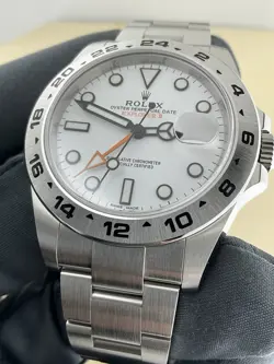 ♛ Rolex Explorer II 42mm 216570 Polar White/Orange Steel GMT MINT FullSet+Extras