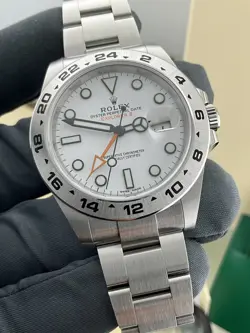 ♛ Rolex Explorer II 42mm 216570 Polar White/Orange Steel GMT MINT FullSet+Extras