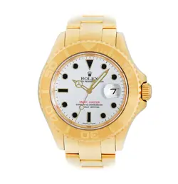 ROLEX 18K Yellow Gold 35mm Yacht-Master White 168628 Box Warranty MINTY