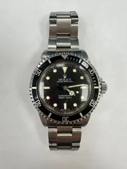 (PRE-OWNED) ROLEX SUBMARINER 5513 SILVER OYSTER BRACELET WITH BLACK BEZEL