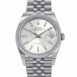 ROLEX DATEJUST 36MM STAINLESS STEEL 18K WHITE GOLD SILVER DIAL 126234