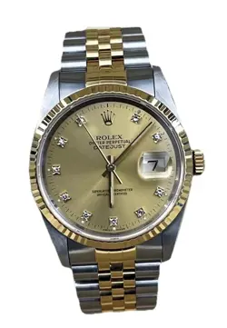 VINTAGE ROLEX DATEJUST 16013 GOLD AND SILVER JUBILEE BRACELET WITH GOLD BEZEL