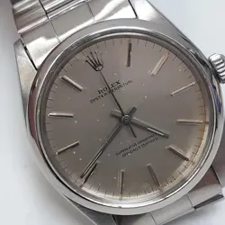 ROLEX OYSTER PERPETUAL 34 MM STEEL SILVER AUTOMATIC WATCH 1002 CIRCA 1966