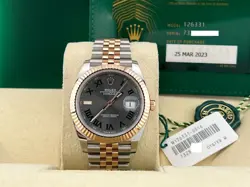 ROLEX DATEJUST 41 126331 WIMBLEDON DIAL 18K ROSE GOLD STAINLESS BOX PAPERS 2023