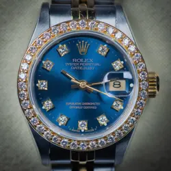 ROLEX LADIES OYSTER PERPETUAL DATEJUST 26MM 69173 TWO-TONE JUBILEE BLUE DIAMOND