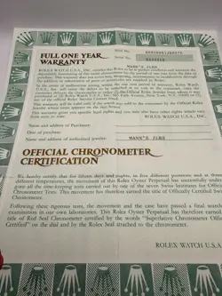 WARRANTY PAPER AND