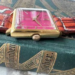 Rolex Marconi Pink Dial Square Date Manual Winding Men's Vintage Antique Working