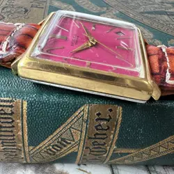 Rolex Marconi Pink Dial Square Date Manual Winding Men's Vintage Antique Working