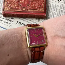 Rolex Marconi Pink Dial Square Date Manual Winding Men's Vintage Antique Working