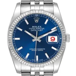 ROLEX DATEJUST STEEL WHITE GOLD BLUE DIAL MENS WATCH 116234