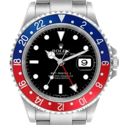 ROLEX GMT MASTER II BLUE RED PEPSI BEZEL ERROR DIAL STEEL MENS WATCH 16710 BOX P