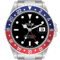 ROLEX GMT MASTER II BLUE RED PEPSI BEZEL STEEL MENS WATCH 16710 BOX PAPERS