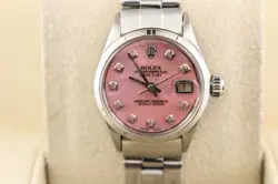 Rolex Ladies Datejust Pink MOP Diamond Dial 6519 SS Oyster No Papers 26mm