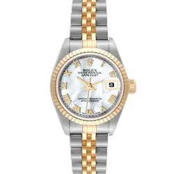 ROLEX DATEJUST STEEL YELLOW GOLD MOP ROMAN DIAL LADIES WATCH 79173
