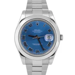 MINT ROLEX DATEJUST II 41MM AZZURRO BLUE ROMAN STAINLESS STEEL OYSTER 116300