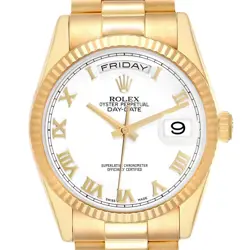 ROLEX PRESIDENT DAY-DATE YELLOW GOLD WHITE DIAL MENS WATCH 118238