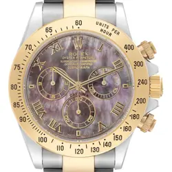 ROLEX DAYTONA YELLOW GOLD STEEL MOTHER OF PEARL DIAL MENS WATCH 116523