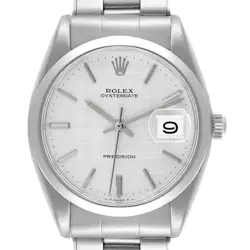 Rolex OysterDate Precision Silver Linen Dial Steel Vintage Mens Watch 6694