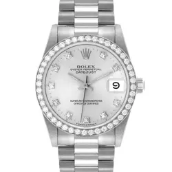 ROLEX PRESIDENT DATEJUST MIDSIZE WHITE GOLD DIAMOND LADIES WATCH 68289
