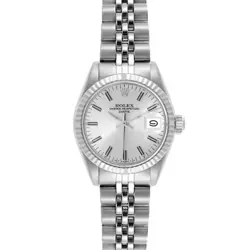 ROLEX DATE STEEL WHITE GOLD SILVER DIAL LADIES WATCH 6917