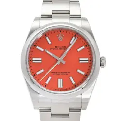 USED ROLEX OYSTER PERPETUAL 124300 RED MEN'S WATCH #221111