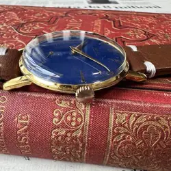 Rolex Men's Wristwatch Marconi 1910 18KGP Manual winding Blue Dial Analog