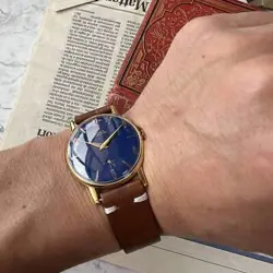 Rolex Men's Wristwatch Marconi 1910 18KGP Manual winding Blue Dial Analog