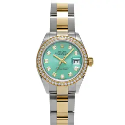 USED ROLEX LADY DATEJUST 28 279383RBR GREEN LADIES WATCH #21011