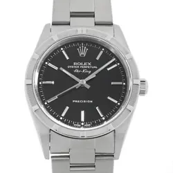 ROLEX AIR KING 14010M BLACK BAR P NUMBER SECOND HAND MENS