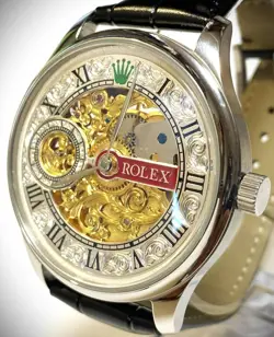 SKELETON ROLEX WATCH MEN VINTAGE ANTIQUE ART DECO STEEL CASE 48MM CUSTOM 1942