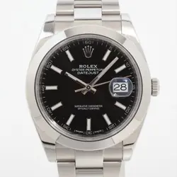 ROLEX DATEJUST 126300 SS AT BLACK DIAL OYSTER BRACELET 2 EXTRA LINKS