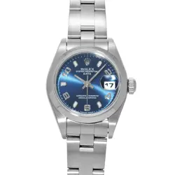 USED ROLEX OYSTER PERPETUAL DATE 69160 BLUE LADIES WATCH #21311