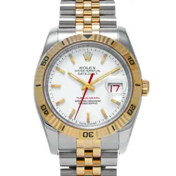 USED ROLEX DATEJUST TURNOGRAPH 116263 WHITE MEN'S WATCH #23111
