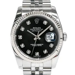 USED ROLEX DATEJUST 116234G BLACK CASE SIZE 36MM MEN'S WATCH #24711