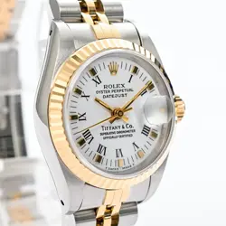 USED ROLEX Datejust Tiffany W Name 69173 White Ladies Watch #2175511