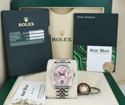 ROLEX WHITE GOLD & SS DATEJUST PINK DIAL JUBILEE BAND W/ CARD 116244 SANT BLANC
