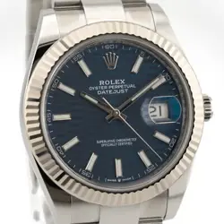 ROLEX Datejust 41 126334 Blue Fluted Motif Oyster Warranty 2023 Box/Paper