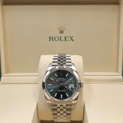 NEW 2025 ROLEX DATEJUST 41MM MINT GREEN DIAL STEEL AUTO JUBILEE WATCH 126300 BOX