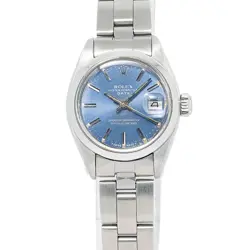 ROLEX DATE 6916 STAINLESS STEEL OYSTER AUTOMATIC BLUE DIAL LADIES WATCH 25MM