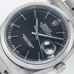 ROLEX DATEJUST 16200 BLACK DIAL 36MM MENS AUTOMATIC WATCH STAINLESS STEEL OYSTER