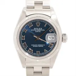 ROLEX OYSTER PERPETUAL DATE 79190 SS AT BLUE-FACE 1 EXTRA LINK
