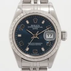 ROLEX OYSTER PERPETUAL DATE 79240 SS AT BLUE-FACE