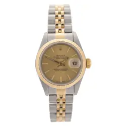 ROLEX DATEJUST 69173 CHAMPAGNE DIAL 26MM 18K GOLD LADIES WATCH FULL SET