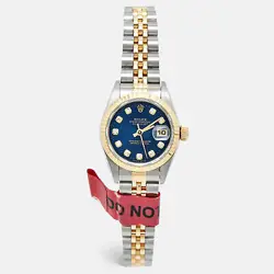 ROLEX BLUE DIAMONDS 18K YELLOW GOLD STAINLESS STEEL DATEJUST 69173 WOMEN'S