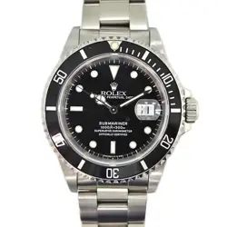 USED ROLEX SUBMARINER DATE 16610 BLACK CASE: 40MM MEN'S WATCH #91230